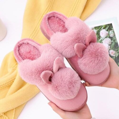 Winter Couple Slippers Plus Size Plush Warm Non Slip Slippers Casual Female Homewear Flats Shoes Indoor Slippers