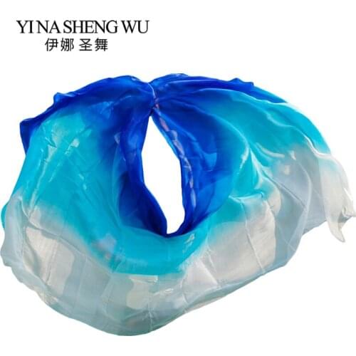 100% Silk Belly Dance Veil Dance Veil Shawl Scarf Gradient Multi Color Belly Dance Practice Performance Silk Veil 200/270*114cm