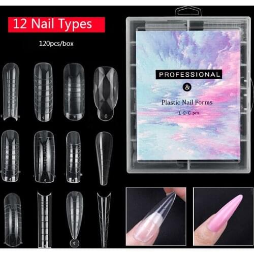 120pcs Nail Gel Quick Building Mold Tips Dual Forms Nail System Full Cover Finger Extension Nail Art UV Builder Easy Nail Tools