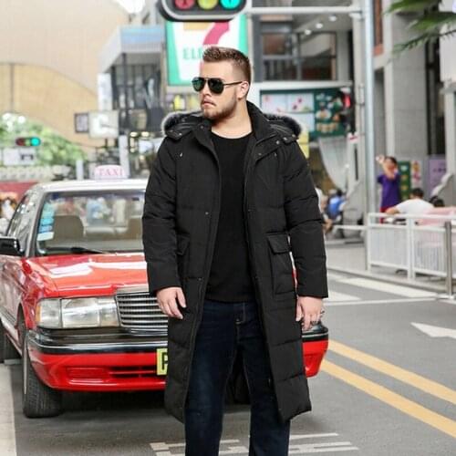 2021 Hot Plus Size The Tide Fur Collar Long Coat New Mens Over The Knee Down Winter Cold Coat Large Size Down Jacket