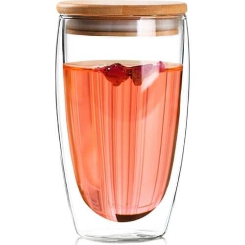 250/ 350/ 450/ 650ml Egg Double Wall Glass Coffee Cup With Bamboo Lid Tableware Juice Mug Office Water Tea Cup Christmas Gift