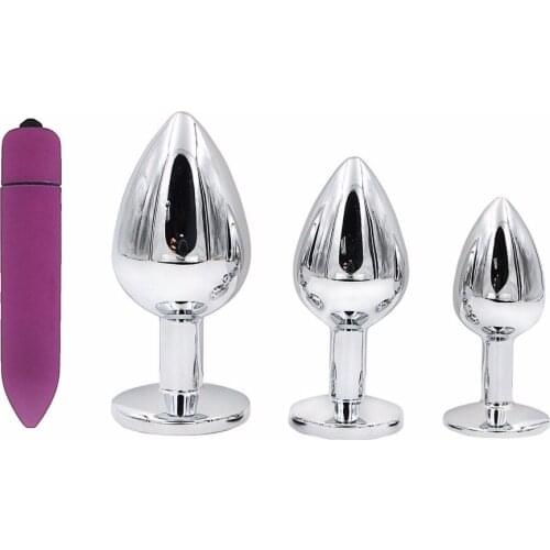 3/4 PCS/SET Metal Butt Plug Dildo Vibrator Sex Toys for Men Gay Woman Anal Plug Prostate Anal Toys for Adults Sex Machine Shop
