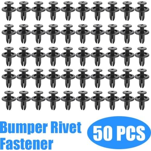 50pcs 6mm Hole Fastener Clips Universal Car Truck Bumper Fender Rivet Fastener Clip Black Car Accessories