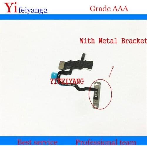 50pcs A quality fast shipping For iPhone X 10 Power On Off Button Flex Cable With Metal Bracket Replacement