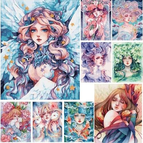 Flower Girls 5D Diamond Painting Embroidery Full Patterns DIY Diamond Mosaic Cross Stitch Kits Drills Home Decors Wall Stickers