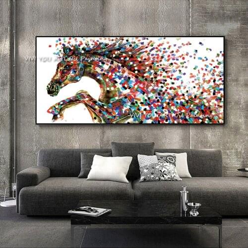 Handmade Abstract Large Size Canvas Horse Animal Oil Painting Poster Wall Pictures for Living Room Home Decor Cuadros Decoracion