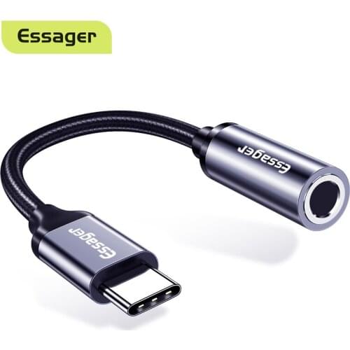 Essager Type c to 3.5mm Jack Headphone Adapter USB C to 3.5 mm Audio Aux Cable For Huawei P30 P20 Pro Xiaomi Mi 9 8 Oneplus 7 7t