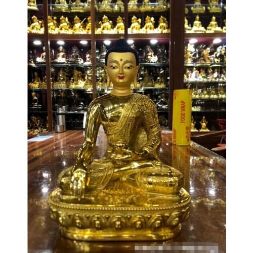 31CM large Buddhism Nepal high grade gilding brass Shakyamuni Amitabha Buddha statue home temple bless safe health good luck
