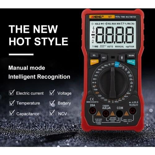 ANENG V7 6000 Counts TRUE RMS Digital Multimeter Square Wave Output Current Voltage Resistance Power Frequency Temperature Meter