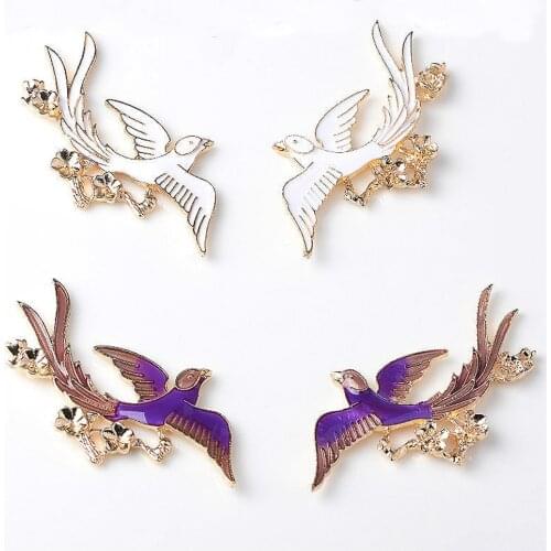4pcs/lot New Antique Alloy Bird Decorative Buttons DIY Hair Accessories Headwear Handmade Artificial Diamond Jewelry Buttons