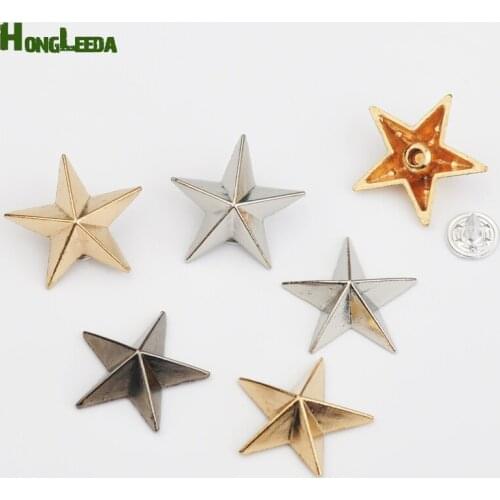 DIY 100sets/lot 22mm zinc alloy metal rivets star jeans button rivets with alum nail gold,nickle,black free shipping ZD-021