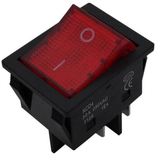 Electric Welding Machine 30A Power Switch 250V Red Lamp 4Pin High Current Rocker Switch 29X22MM T125 KCD4