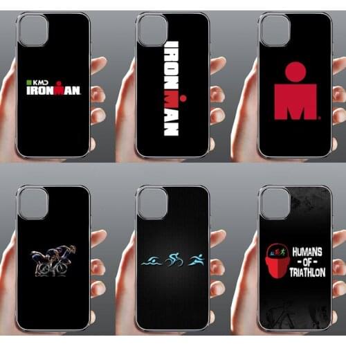 Ironman Triathlon black art Phone Case Transparent for iPhone Samsung 11 12 6 7 8 9 30 Pro X Max XR Plus lite