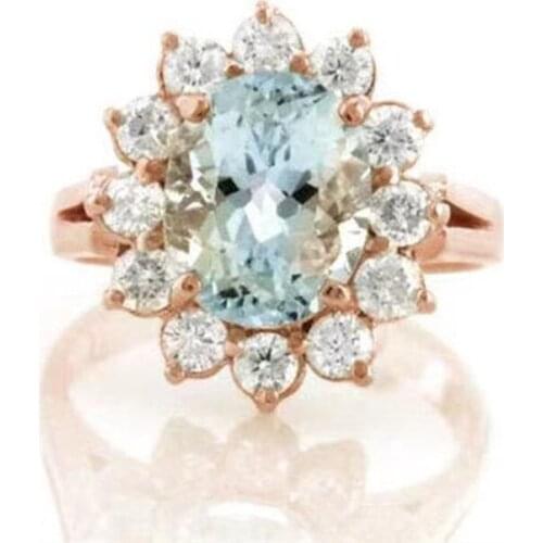 Milangirl Exquisite Oval Crystal SunFlower Zircon Rings for Women Elegant Party Wedding Finger Charm Wedding Ladies Ring Jewelry