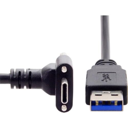 Up Down Angled USB 3.1 Type-C Dual Screw Locking to Standard USB3.0 Data Cable 90 Degree for Industry Camera 1.2m 3.0m 5.0m