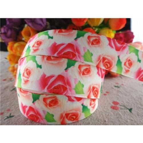 16053043, new arrival 7/8'' 22mm 5 yards flowers printed grosgrain ribbons cartoon ribbon handmade hair bows