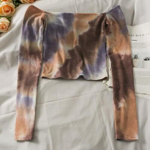 Summer Cropped T-Shirts Short Sleeve Womens Crop Top Female Ribbed Printed Off Shoulder Tops Cropped Tees Summer