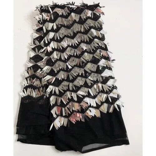 Fashion Tulle Sequins Fabric High Quality African Tulle Lace Fabric 2021 Nigerian Party Dress French Lace Fabric 5yards J2063