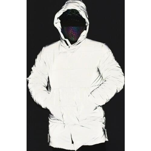 SEVEYFAN Mens Winter 3M Reflective Long Down Cotton Jacket Casual Thick Warm Hooded Coat Streetwear Parka for Couple