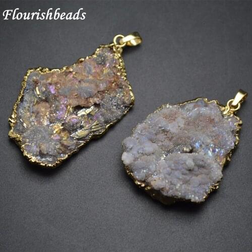 Natural Gray Agate Rough Mineral Freeform Slice Stone Pendant fit Necklace Making