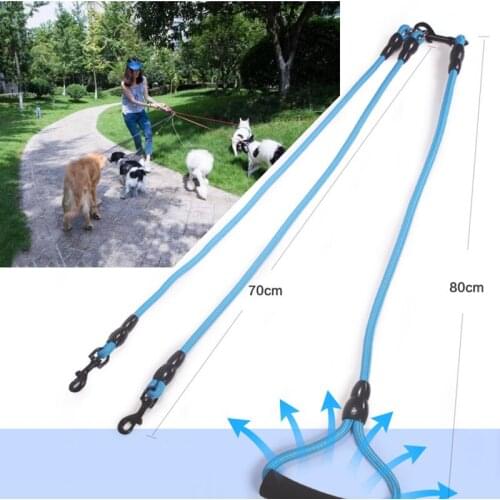 Pet Dog Leash Walk Two and More Dogs Nylon Double Dual Two Pets Dogs Leash 2 Way Coupler Walk Dogs Collars Harness Leads Pets