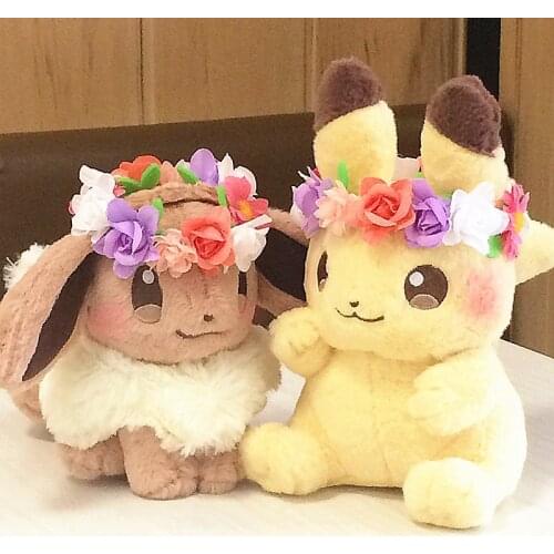 New Authentic Japan Pokemon anime game 2pcs Pikachu&Eievuis Easter Eevee Plush Doll Stuffed Toy Limited Plush Doll Toy