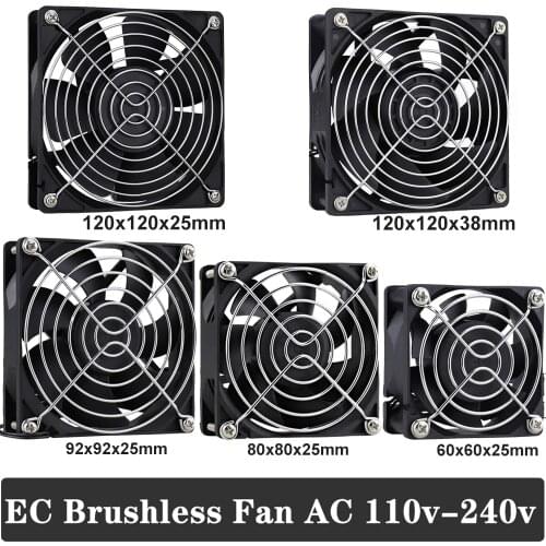 Gdstime EC Brushless Cooling Fan AC 110V 120V 220V 240V Ball Bearing Axial Fan with Srews/Grill 60MM 80MM 90MM 120MM
