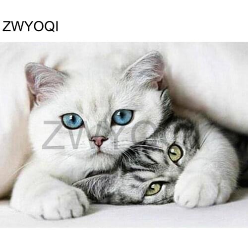 Full Square Diamond embroidery animal cat 5D DIY Diamond painting Cross stitch animal cat Full Round Diamond mosaic animal cat