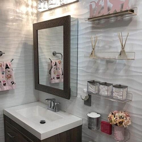 Clear Acrylic Book Display Rack Wall Mount Photo Holder Punched Hanging Shelf Bathroom Facial Cleanser Organizer Storage Holder