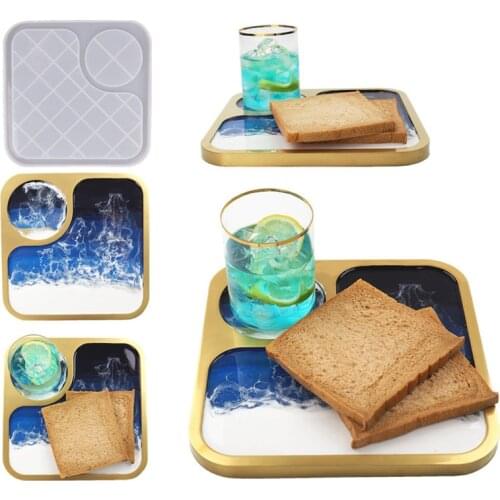 DIY Epoxy Crystal Resin Afternoon Tea Cup Mat Breakfast Tray Dinner Plate Mirror Crystal Silicone Mold