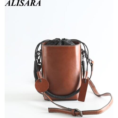 Original design 2020 Bucket bag handbags women green bags Handmade vintage Genuine First layer cow leather Japan diagonal bags