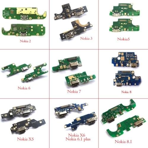 USB Charging Port Dock Plug Jack Connector Charge Board Flex Cable With Microphone For Nokia 3 2 5 6 7 X6/6.1 Plus 8