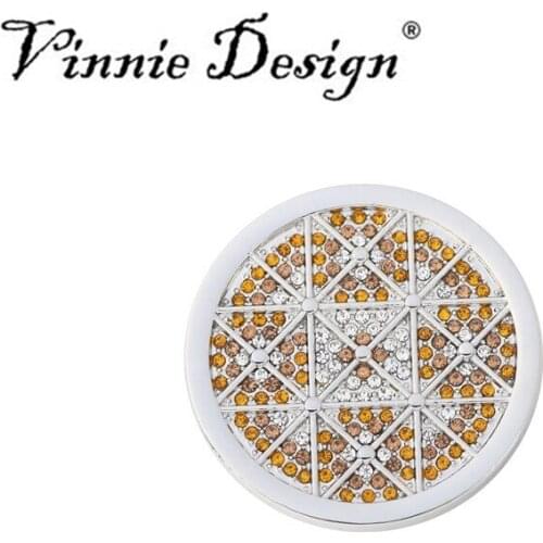 Vinnie Design Jewelry 33mm Cleo Silver Color Toned Coin with Colored Crystals for Frame Pendant Necklace