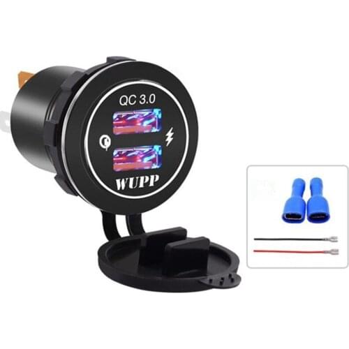 Dual USB Quick Charge 3.0 LED Fast Charger for 12V/24V Car Boat Motorcycle SUV Bus Truck Marine Car QC 3.0 Dual USB Charger