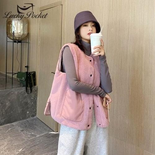 Women Autumn Winter Loose Fashion Solid Color New Fur Leather Female High Street Slim Brand Fur Vest Ladies Elegant Coats ML1053