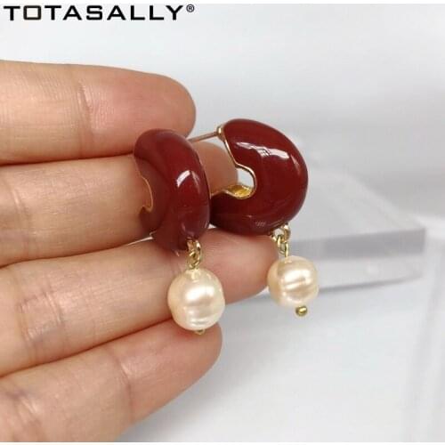 TOTASALLY New Vintage Earrings for WomenBrand Enamel C Stud Earring Statement Anti-allergy Pin Jewelry Accessories dropship