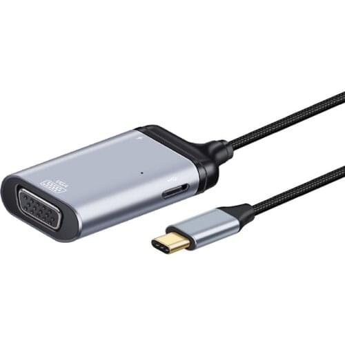 Zihan USB-C Type C to VGA RGB Converter HDTV Adapter 60hz 1080p with Female PD Power Port