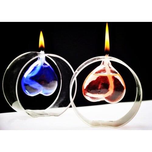 1PC Glass Oil Lamp Heart Wedding Gift Love Atmosphere Lampstand Transparent Handcraft Lamp Decor without Kerosene QA 139