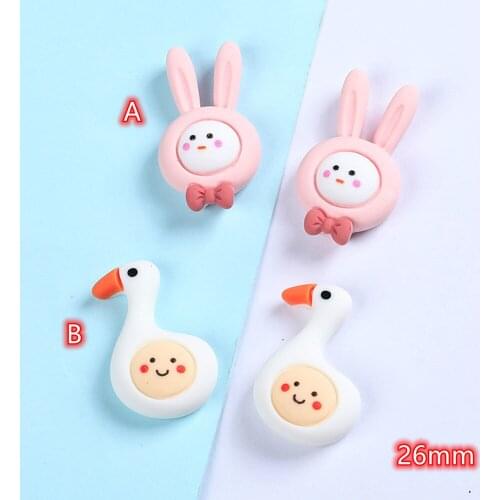 Baby Bunny Cabochons Flatback 10pcs cute Baby Swan Flatbacks Button Embellishments for Scrapbook Rabbits Resin Accessories