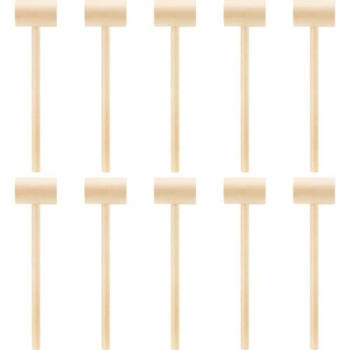 10PCS Wooden Hammers Multi-Use Mini Crab Lobster Shellfish Wooden Mallets Natural Hardwood Food Hammer Seafood Tool For Kitchen