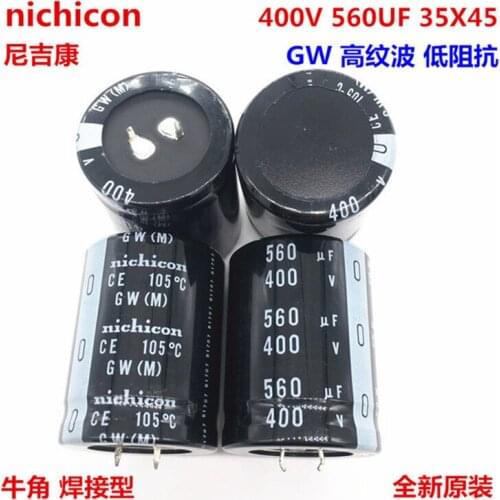2PCS/10PCS 560uf 400v Nichicon GW 35x45mm 400V560uF Snap-in PSU Capacitor