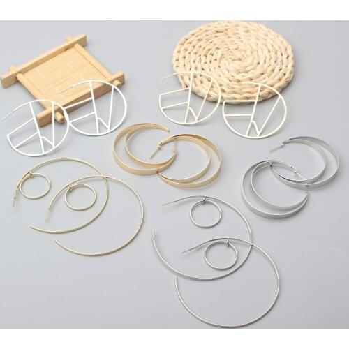 2021 New Product Explosion Earrings Metallic Irregularity Exaggerated Fashion Geometric Earrings Boucle Oreille Femme