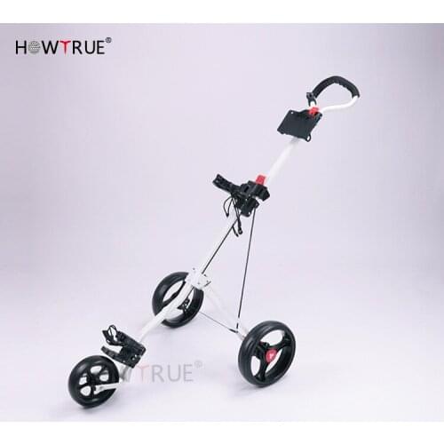 3 Wheel Golf Push Cart Golf Trolley with Adjustable Handle Angle Scorecard Foot Brake Lightweight Golf Carts