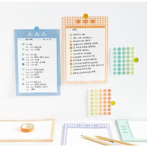 Yisuremia 30 Sheets Kawaii Memo Pads Note Paper Daily Weekly Monthly NotePads Line Gird Planner Free 2pcs Stickers Stationery