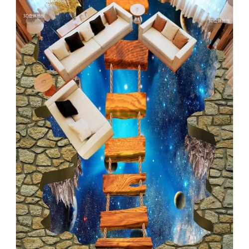 3d flooring Star suspended Mu Banqiao 3D floor painting waterproof wallpaper for bathroom 3d floor mural