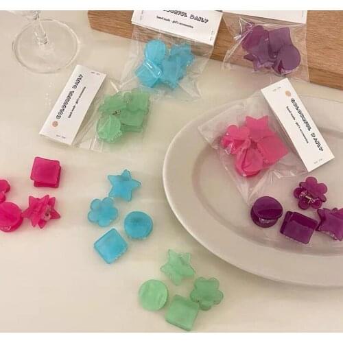 4PCS/Set Cute Candy Color Love Flower Small Hair Claws For Girls Sweet Headband Hair Clips Kids Fashion Hair Accessories