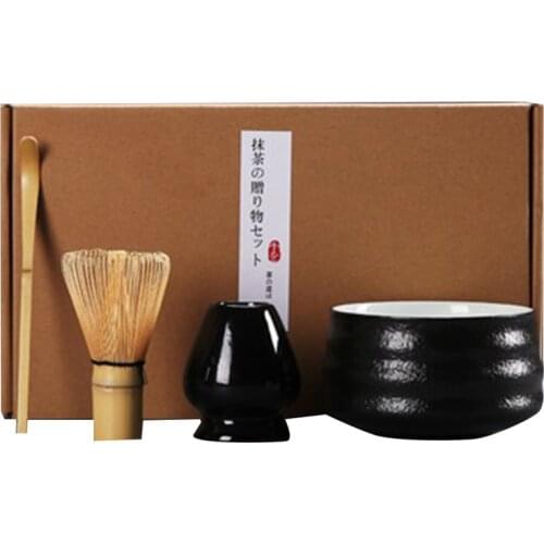 4Pcs/Set Traditional Matcha Whisk,Bamboo Matcha Whisk with Spoon ,Ceramic Matcha Bowl,Japanese Matcha Sets