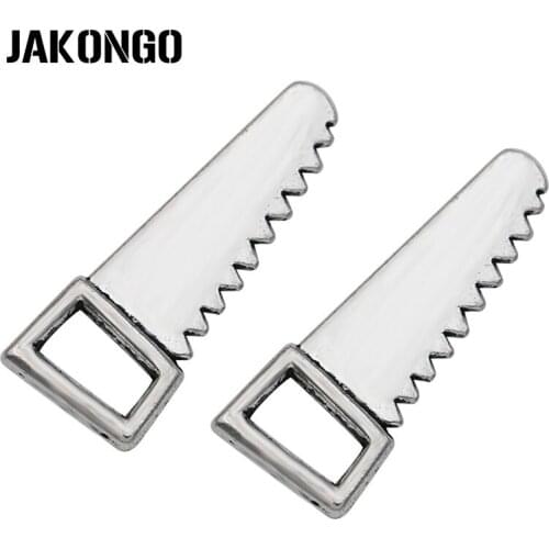 40PCS Antique Silver Plated Saw Charms Pendants for Jewelry Making Bracelet Accessories DIY Craft 23x9mm