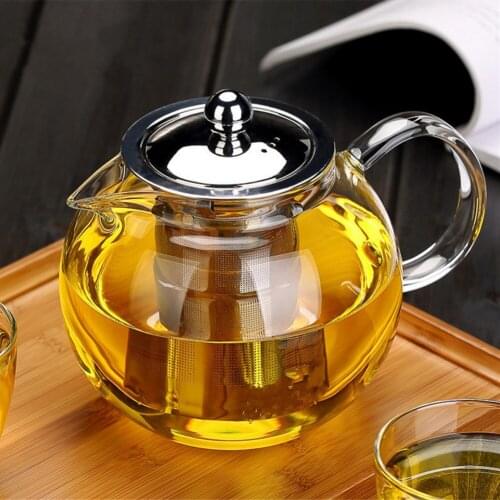 650ml 950ml 1300ml Heat Resistant Glass Teapot Induction Cooker Heat Resistant Glass Teapot with 304 Stainless Steel Strainer