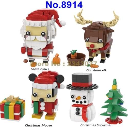 8914 Santa Claus Christmas Tree Mouse Snowman Elk Snow Man Gift Building Block Toy